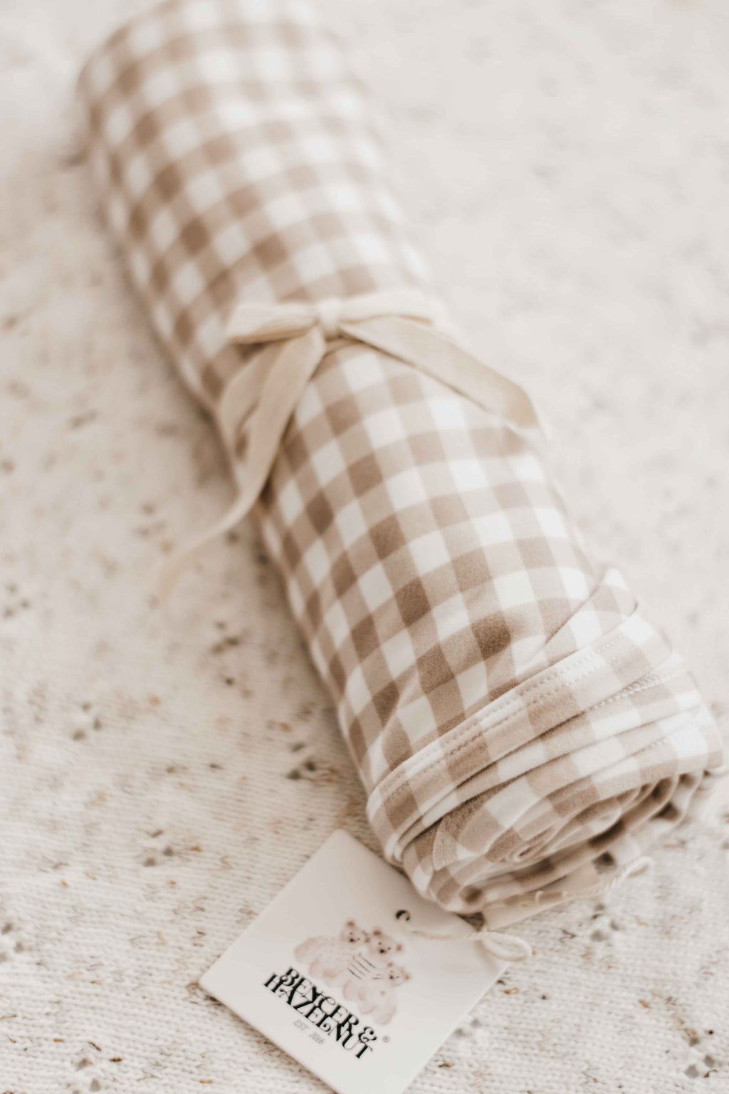 Jersey Swaddle: Gingham Caramel