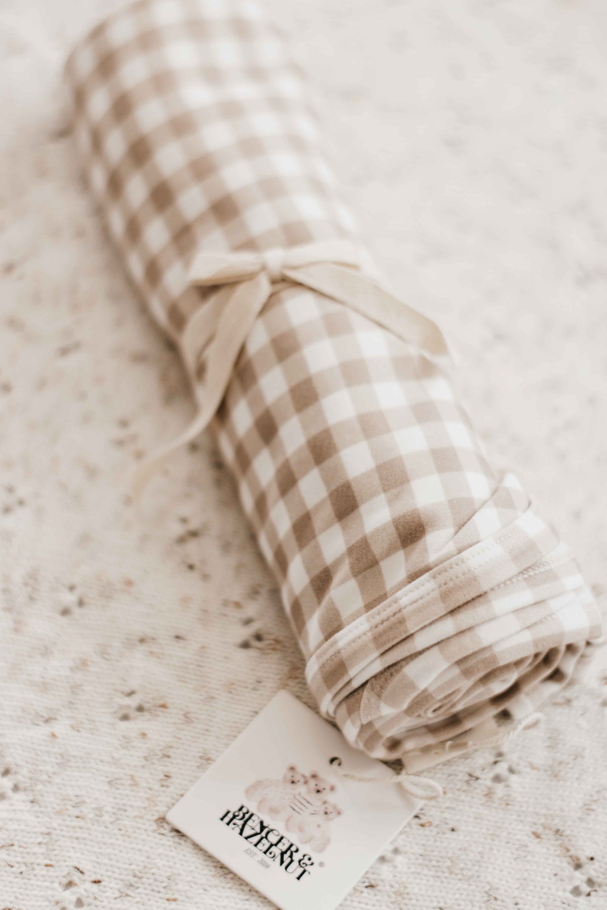 Jersey Swaddle: Gingham Caramel