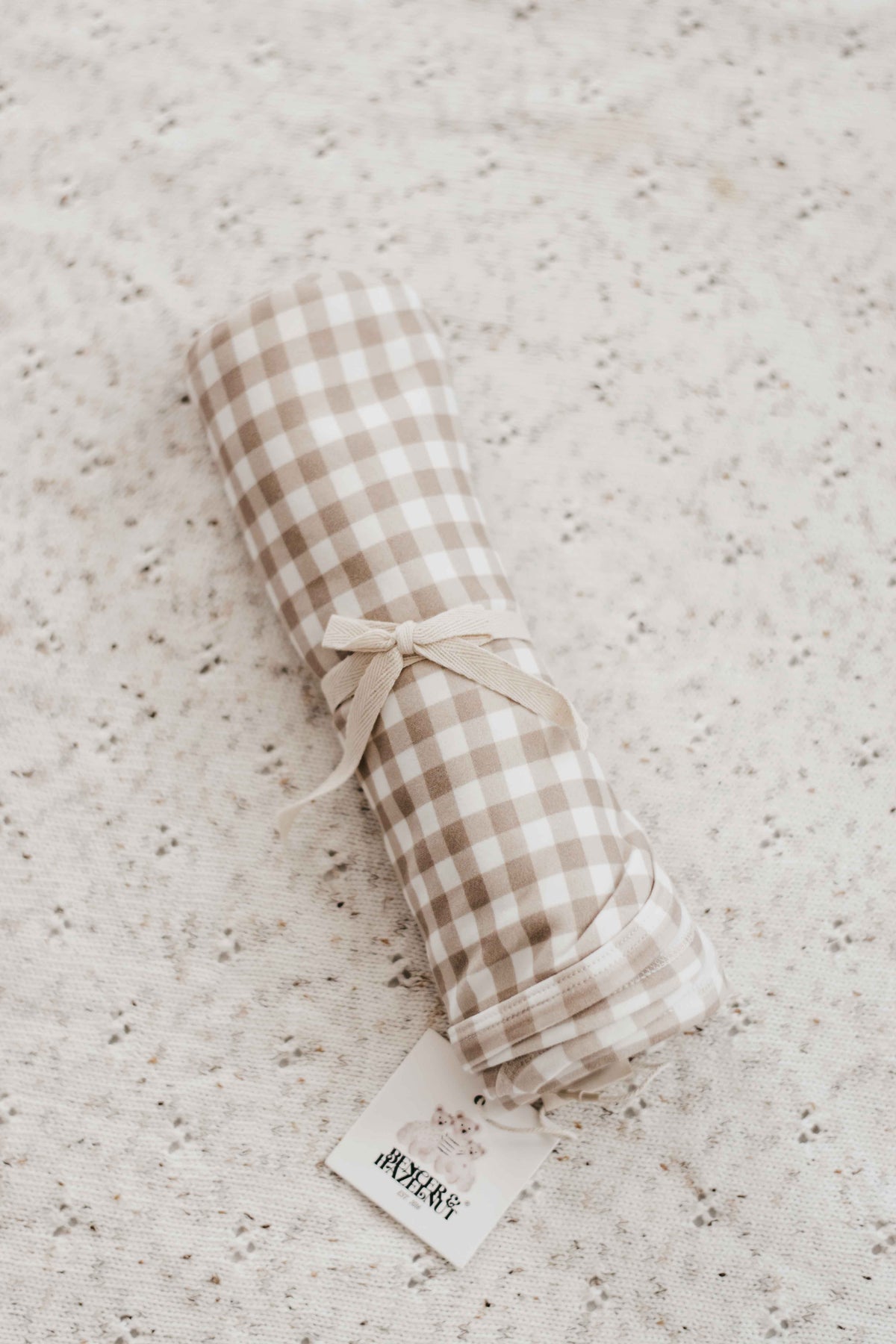 Jersey Swaddle: Gingham Caramel