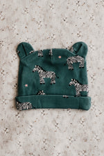 Newborn Beanie - Zebby Green