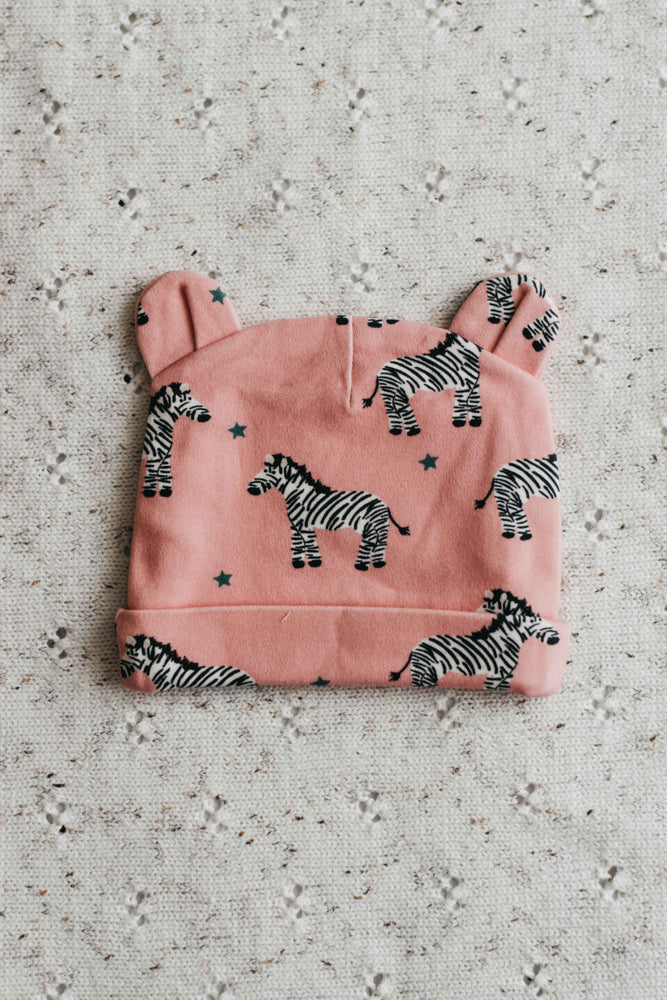 Newborn Beanie - Zebby Pink