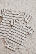 Charcoal Stripe Off White Bodysuit/Tee