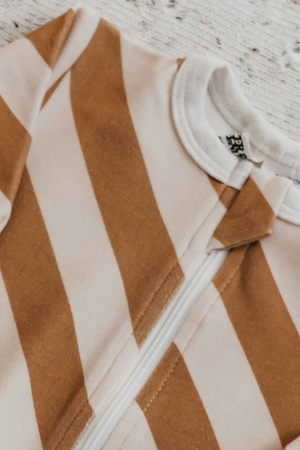 Short Zipsuit - Caramel Stripe