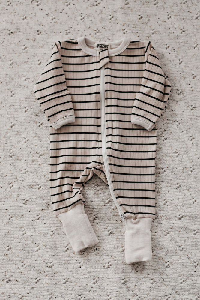 
            
                Load image into Gallery viewer, Charcoal Stripe Ribbed Zip Suit
            
        